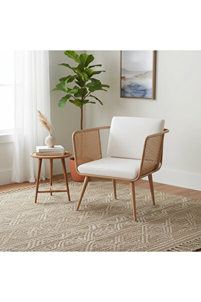 Ebticar Scandinavian Rattan Lounge Chair