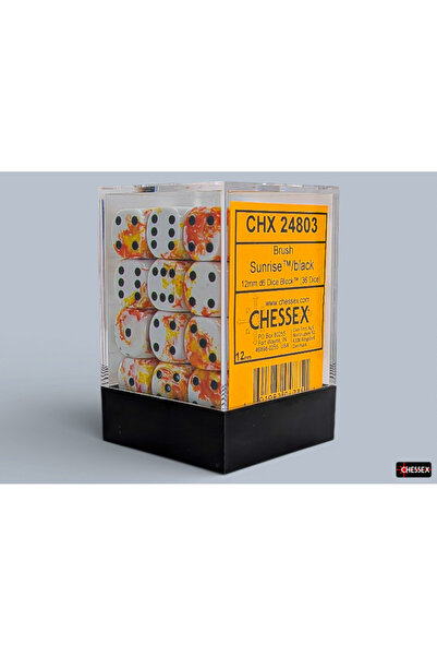 Chessex Brush Сънрайз Черен Блок 36 Зарчета D6