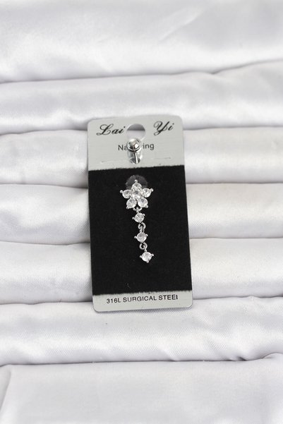 Lisinya 316L Cerrahi Çelik Sallantılı Çiçek Model Göbek Piercing -
