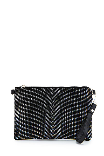 minebag Stone Detailed Clutch Rexie Zigzag Women's Evening Dress Bag