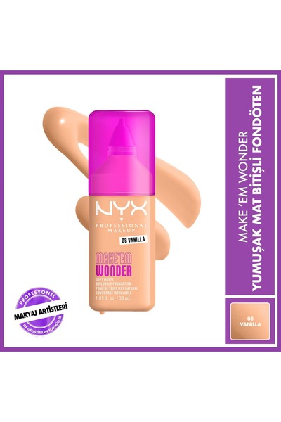 NYX Make em Wonder Fondöten 08 Vanilla
