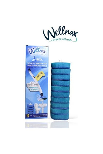 Wellnax Self-Cleaning Toilet Brush Replacement Sponge - 60 Pieces (6 Packs of 10)