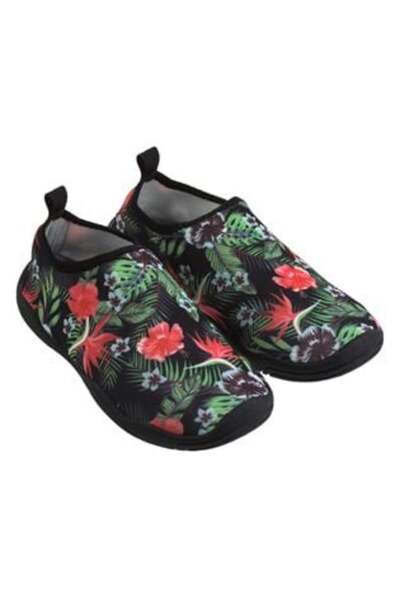 OEM Șlapi de plajă și de apă negri cu imprimeu floral pentru femei