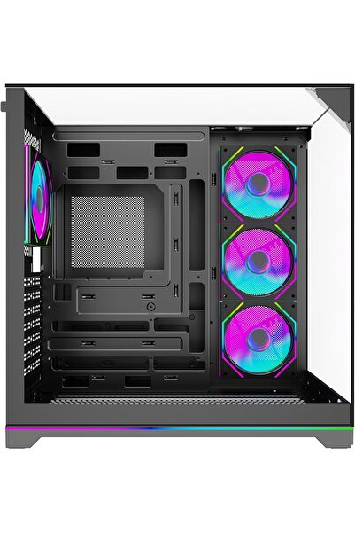 Twisted Minds ELITE Gaming PC Case Mid Tower Black – TM-ELITE-B, ATX/M-ATX/I-ATX Support, 4×120mm ARGB Fans, 410mm GPU Clearance, 360mm Liquid Cooling Support, Triple Tempered Glass Panels