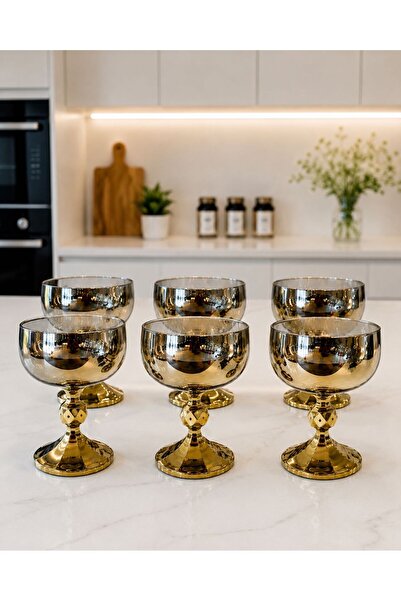 isra kristal 6-Piece Gold Footed Dessert Bowl Luxury Glass Serving Bowl - Sty...