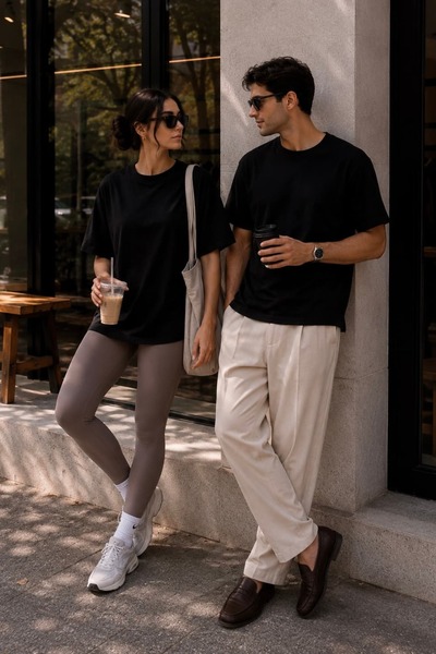 bb butik basic 2 τεμάχια Γυναικείο - Ανδρικό 100% βαμβακερό λευκό μπλουζάκι o...