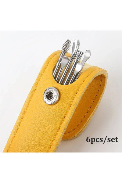 Choice3 yellow 6Pcs/set Ear Wax Pickers Earpick Wax Remover Stainless Steel P...