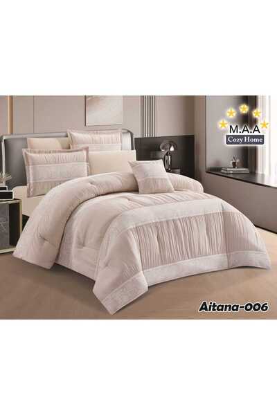 M.A.A Cozyhome مفرش سرير مزدوج جاكار عرائسي 7 قطع - طقم لحاف نفرين جاكار ناعم...