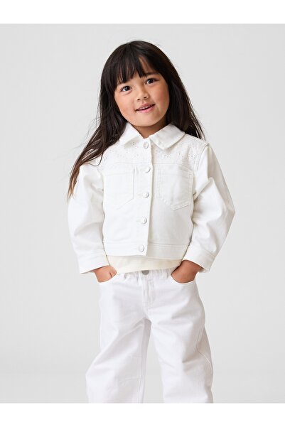 GAP Kız Bebek Beyaz Eyelet Denim Ceket