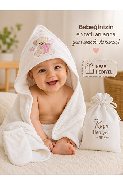 Efia Baby Yıldız Ayıcık Nakışlı Bebek Havlu