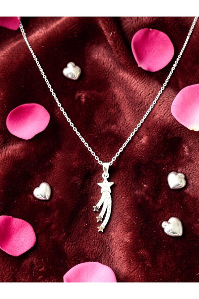 ahsenaksesuar2025 Silver Color Comet Zircon Stone Steel Necklace - Tarnish Re...