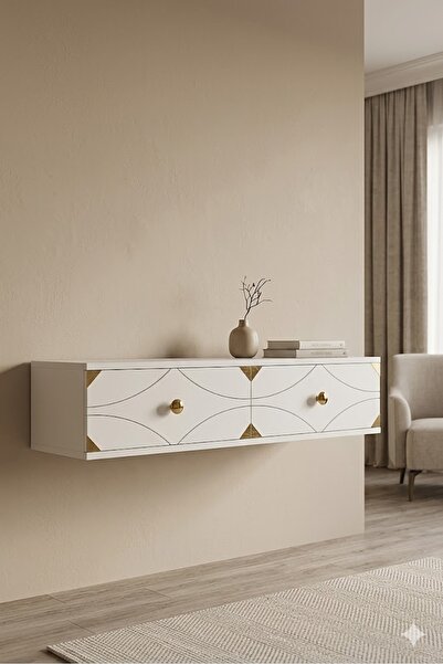 CENEYRA TDA1297BG ALFA Dresuar, Antre Hol Rafı Beyaz-Gold 120cm