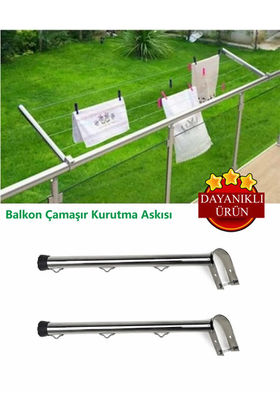MervishDecor Balkon Çamaşır Demiri |Kromajlı Yuvarlak Kurutma Demiri