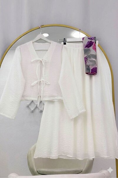VOLT CLOTHİNG Muslin Textured Tie Skirt Set