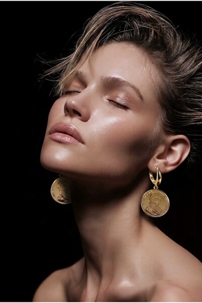 NN 14k gold plated stainless steel coin earrings