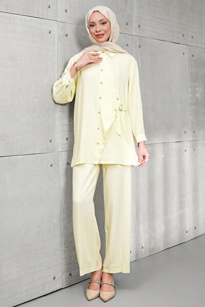 İmajButik Yellow Buttoned Tunic Trouser Suit
