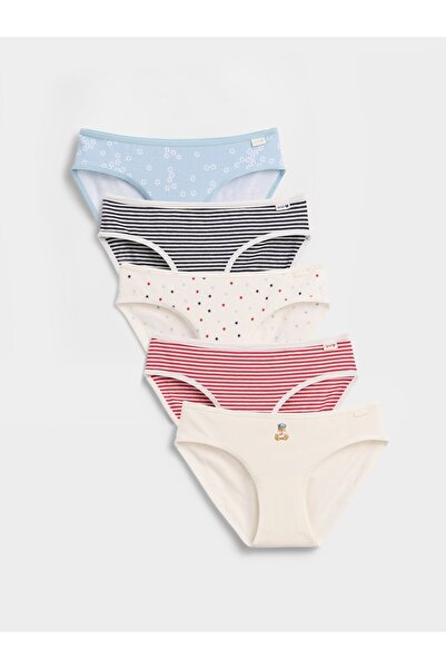 GAP Kız Çocuk Çok Renkli Organik Stretch Pamuk Bikini Külot (5'li)