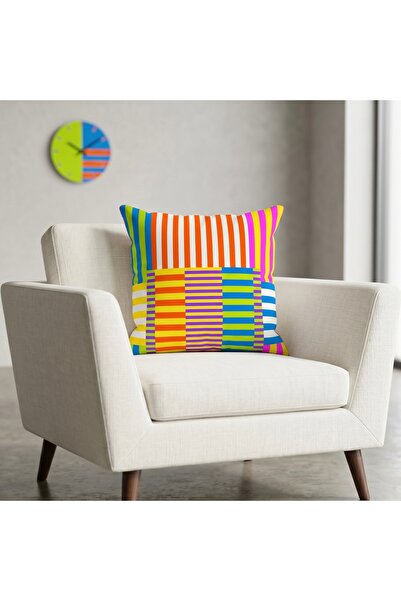 MİNOZA Colorful Striped Design Modern Decorative Throw Pillow Cover 1 Piece