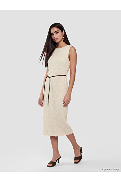 LC Waikiki Crew Neck Sleeveless Belted Women's Dress