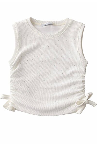 ArdenKids 2-8 Yaş Ekru Taş Detaylı Büzgülü Body
