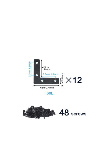 choice2 B60L(12pcs 48screws) 8-20pcs Black L Flat Shape Braces Corner Bracket...