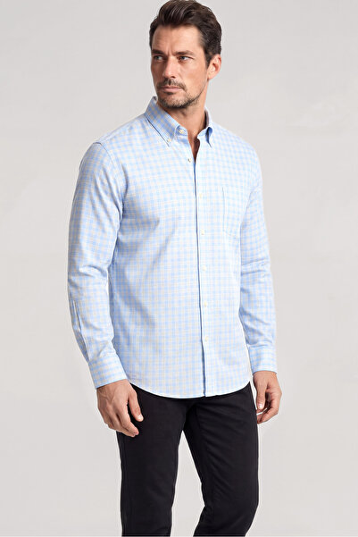 PAUL&SHARK Men's Slim Fit Square Patterned Pocket Detailed Cotton Long Sleeve...
