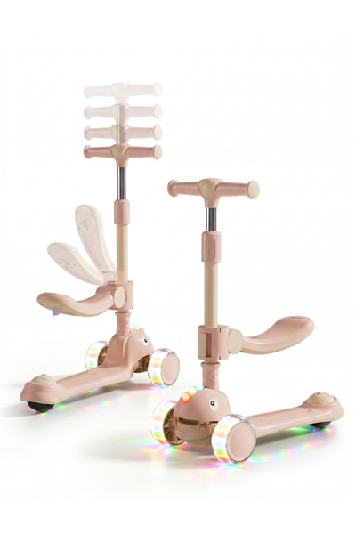 KidLe Kids Kick Scooter 2 in 1, with Adjustable Seat and Easy Foldable, for C...