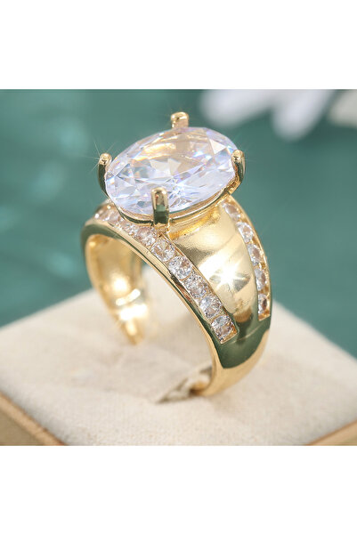 Choice3 10 Gold-color B532 Inlaid Oval Sparkling Synthetic Zirconia Golden Pl...