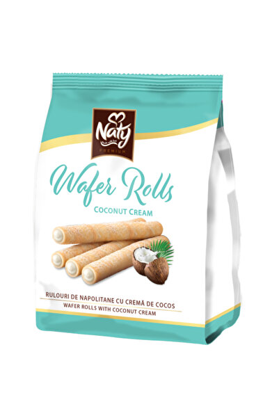 NATY Wafer Rolls – Rulouri de Napolitane cu cremă de cocos 100 g