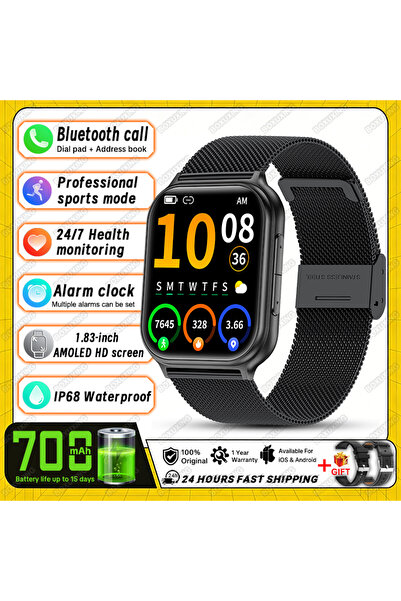 Choice7 ساعة ذكية جديدة 2026 بحزام شبكي أسود للرجال والنساء، رياضية احترافية ...