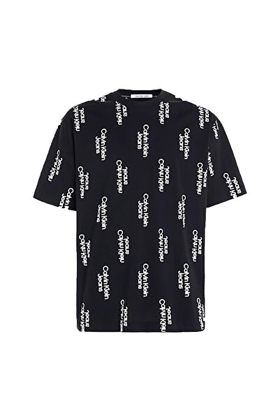 Calvin Klein Mens Short-Sleeve T-Shirt with Stacked Logo (Aop Tee) M