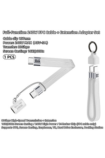 Choice كابل USB-C إلى USB-C قصير 240W-GG-ZJT-BS بقوة 240 واط وسرعة نقل بيانات...
