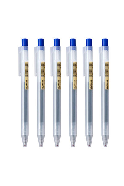 Choice23 0.5mm 6 blue 0.5mm Press Gel Pen Blue/Black/Dark Blue/red Ink MUJIs ...