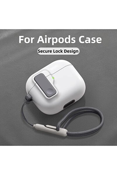 Choice35 غطاء حماية أبيض مقاوم للصدمات لسماعات Airpods 4 2024 مع قفل أمان وسل...