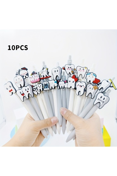 Choice 10 قطع (10/20 قطعة) أقلام جل ناعمة بتصميم أسنان طبيب الأسنان، سلسلة رم...