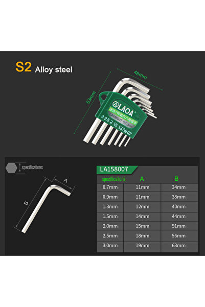 Choice LA158007 LAOA Mini Hexagon Wrench Seta S2 Socket Head Wrench with Magn...