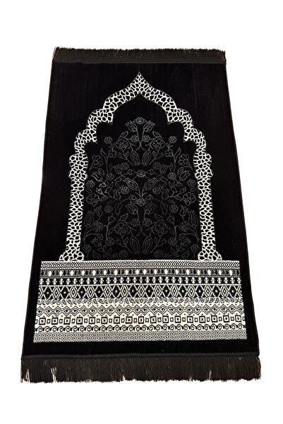 Keremzade Lale Bahçesi Serisi - Siyah Makine Dokuma Kadife 70x110 cm
