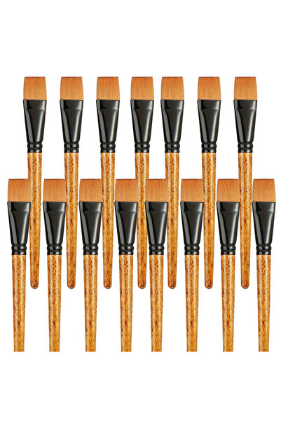 Choice 15 pcs brown 15pcs Flat Paint Brushes Synthetic Nylon Craft Artist Bru...