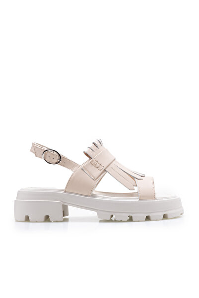 UrbanShoes Sandale cu talpă groasă damă din piele naturală, Leofex - 357 Nude...