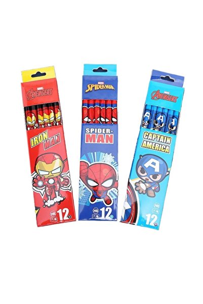 Choice 36 pcs 3 boxes Marvel Iron Man Spiderman 30pcs pencil hb student boxed...