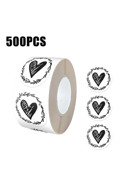 Choice1 H0623-02 500pcs Heart Stickers 1 Inch Round Envelope Sealing Label fo...