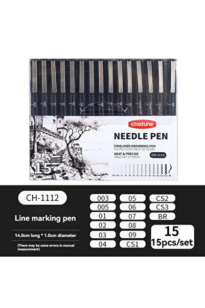 Choice3 15PCS 3/15Tip Black Pigment Micro-Pen Fineliner Ink Pens,Drawing Arti...
