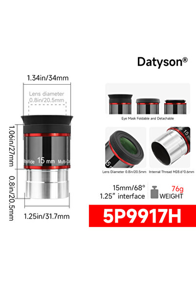 Choice 15mm Datyson 1.25-inch 68° 6-9-15-20mm Wide-Angle Eyepiece Series for ...