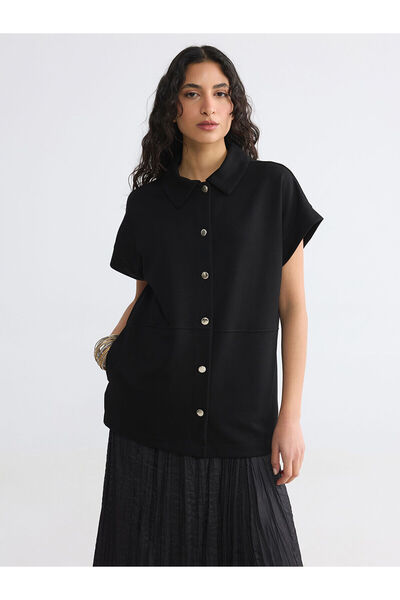 LC Waikiki Nevavm Short Sleeve Oversize Women's Shirt with a Difference