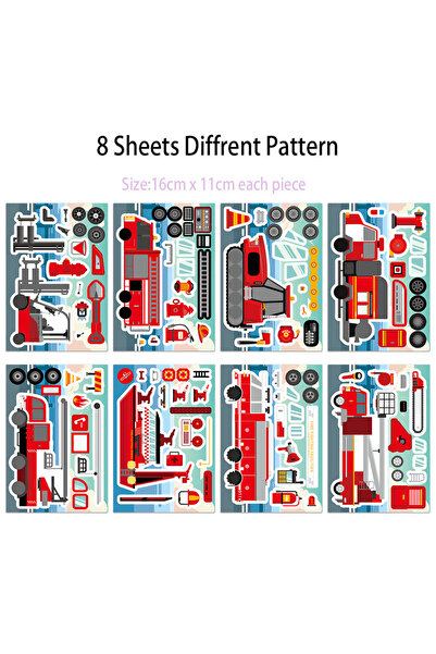Choice 8PCS 8PCS Fire Engineering Rescue Vehicle Creative Collage Stickers Ho...