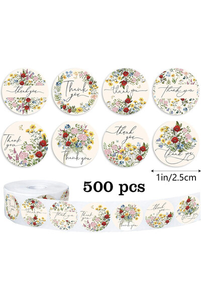 Choice H0285-1inch 500 قطعة ملصقات شكر على شكل زهور لتزيين صناديق الهدايا، مل...