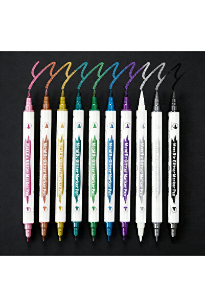 Choice 10pcs 10pcs Metallic Dual Tip Marker Pens - Brush & Fine Nib for DIY A...