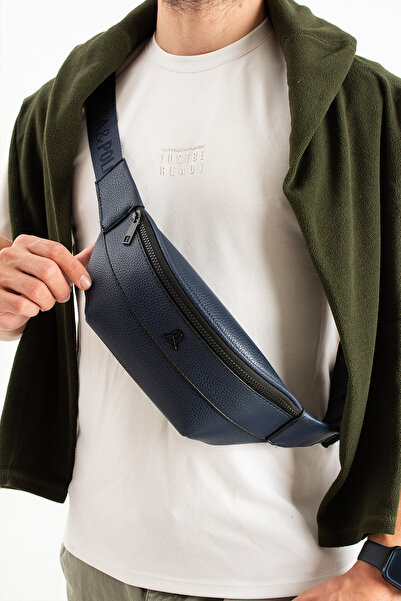 MEGA BAG M 431 Faux Leather Waist / Bodybag Bag Navy Blue