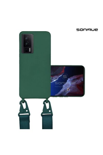 Sonique Θήκη Σιλικόνης με Strap CarryHang Xiaomi Poco F5 Pro 5G Πράσινο Σκούρο