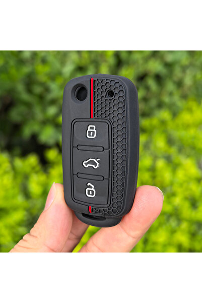 Choice1 Black Keychain Silicone Car Key Case Cover For VW UP Polo Golf 6 Pass...